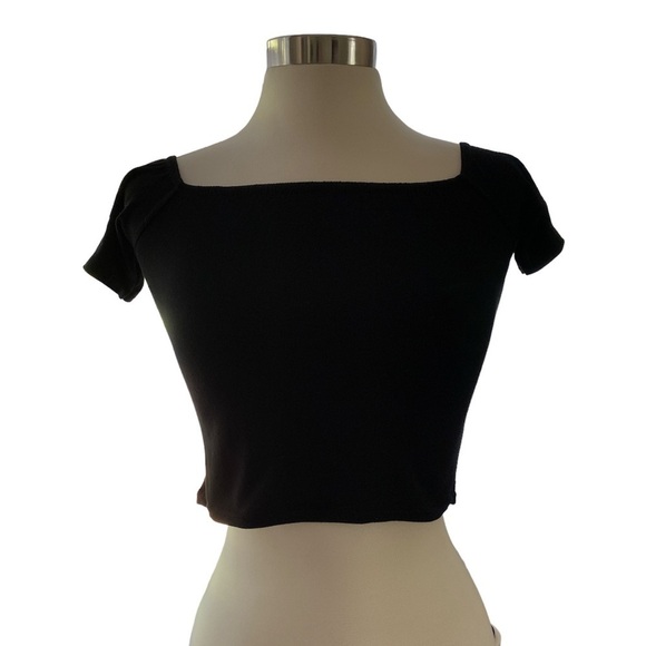 Nasty Gal crop top off the shoulder square neckline cap sleeves size 4 NWT - Picture 1 of 8